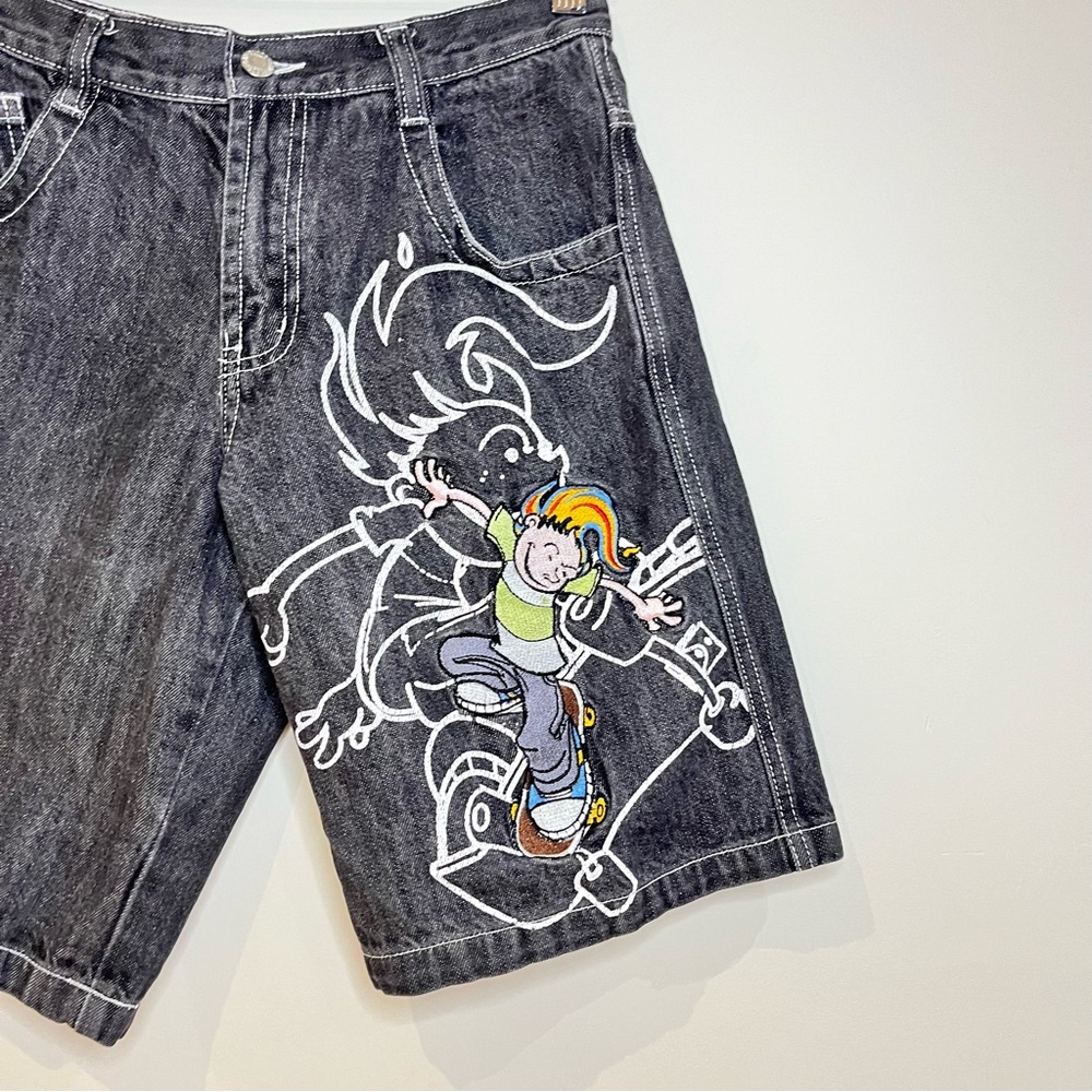 VTG Blazehead Embroidered Skater Denim Shorts Kids Size 14 or Adults Size XS XXS - Picture 2 of 6